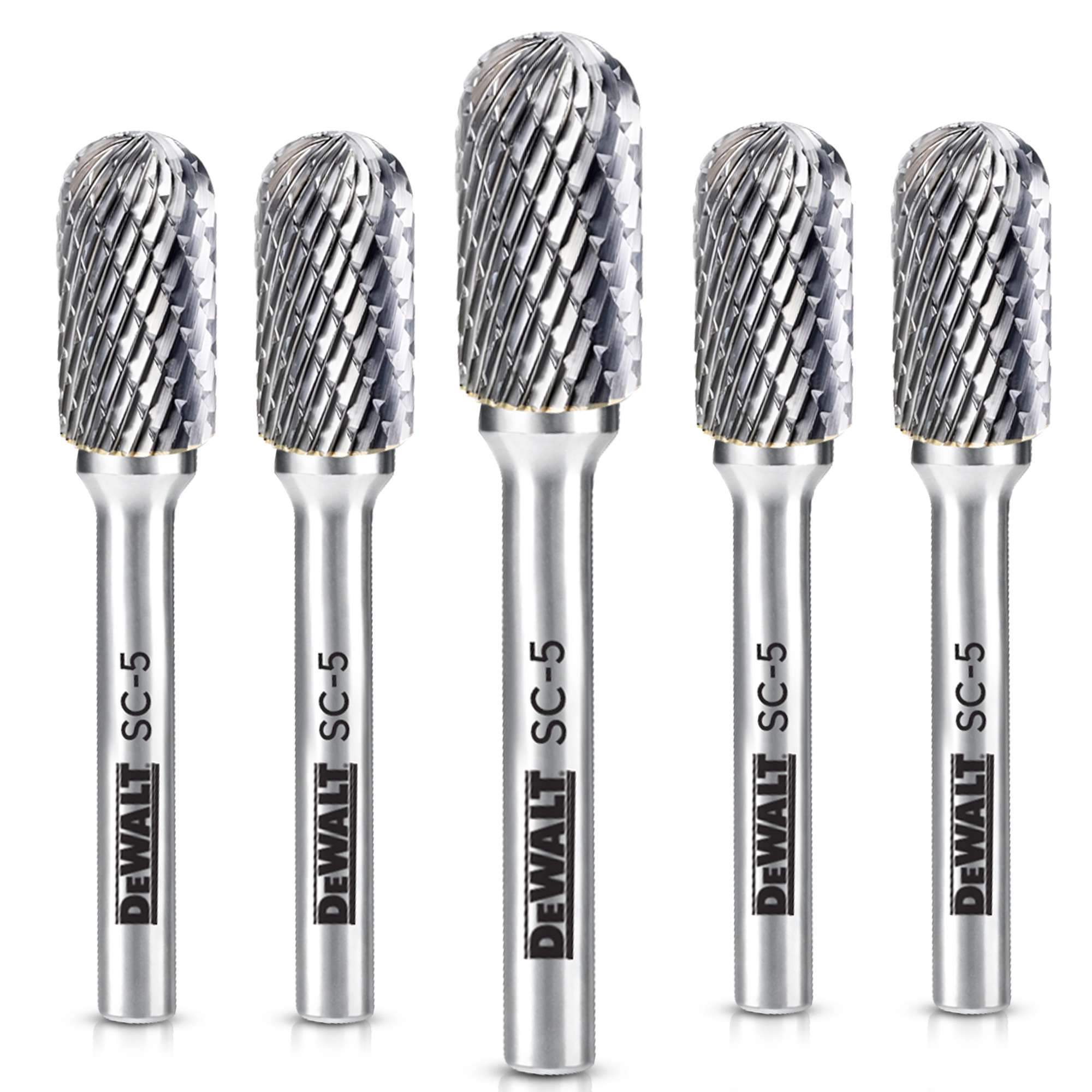 DEWALT Carbide Burr Set — 5-Pack, Double-Cut, Tungsten Carbide, Model# DXCBTJSC5-5